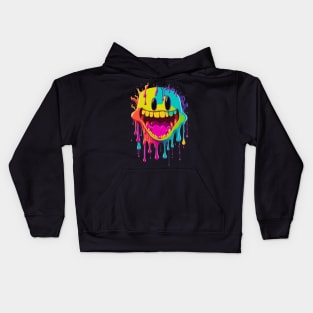 happy dripping face Kids Hoodie